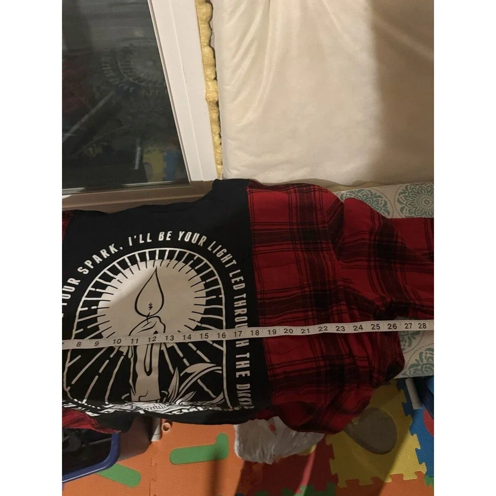 Reworked Upcycle Grunge Oversize A Day To Remember Flannel Sweater L/XL - Picture 3 of 4